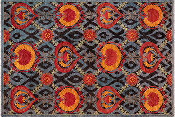 handmade Transitional Kafkaz Chobi Ziegler Gray Blue Hand Knotted RECTANGLE 100% WOOL area rug 8 x 10